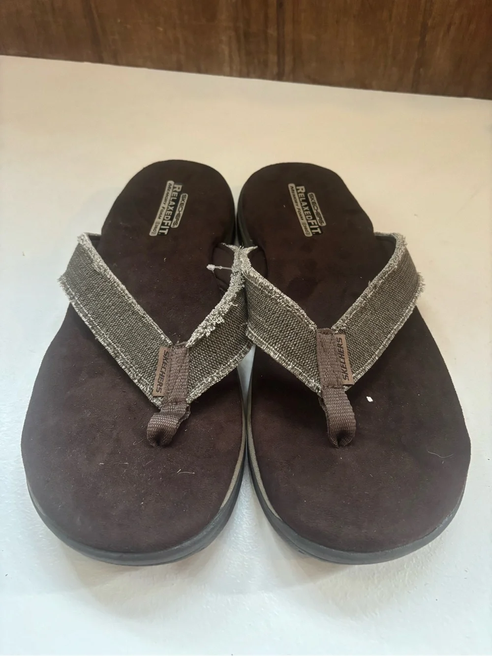 SKECHERS Bosnia Relaxed Fit 360 Supreme Chocolate Brown Thong Sandals NEW 14